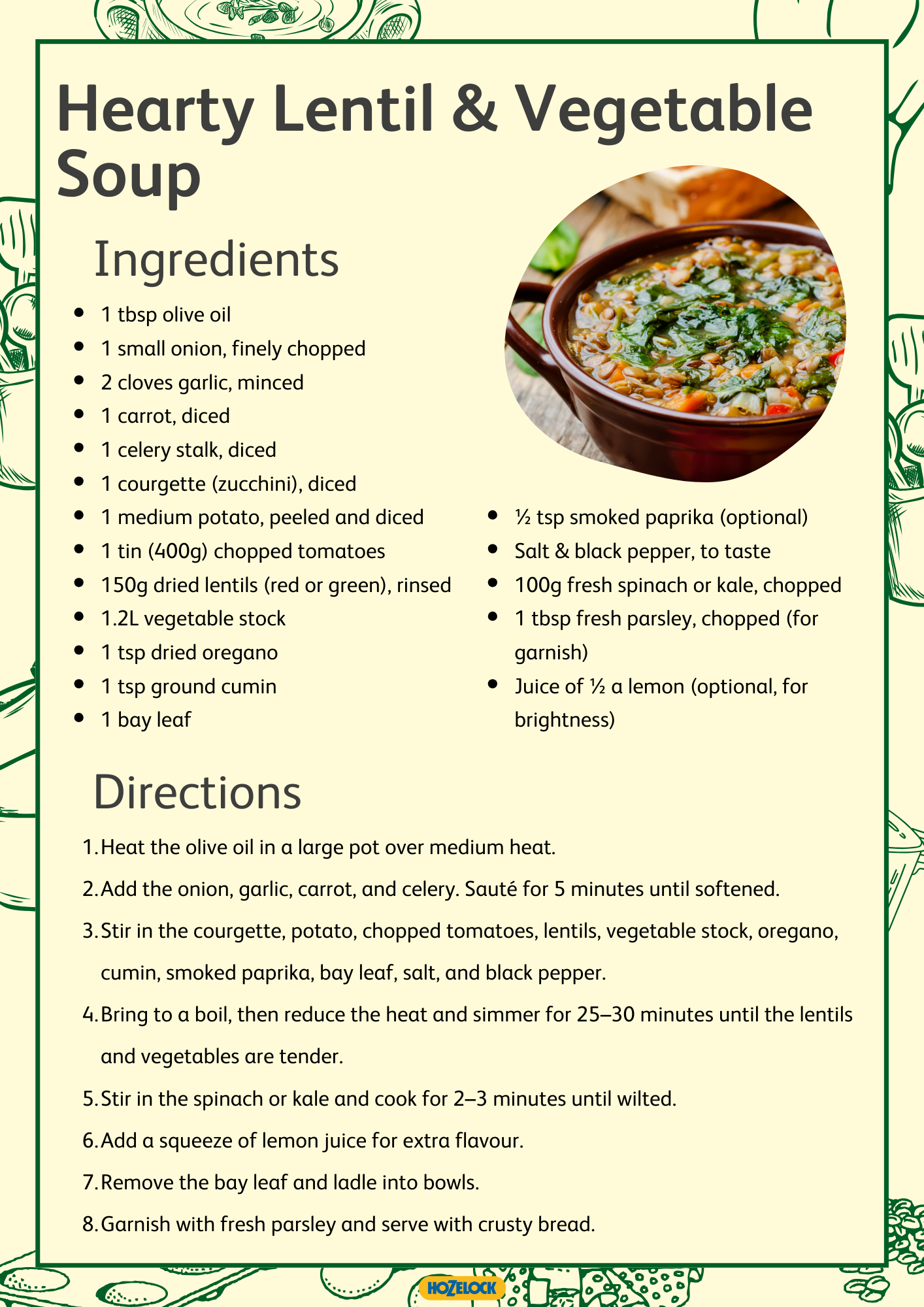 Main Meals Hearty Lentil Vegetable Soup
