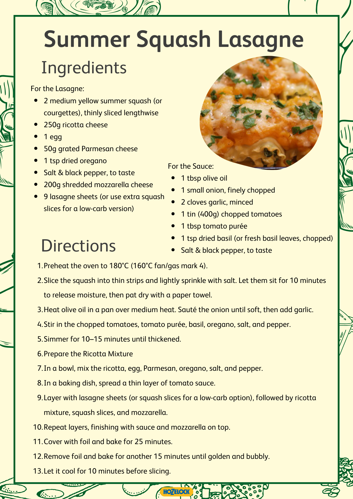 Main Meals Summer Squash Lasagne