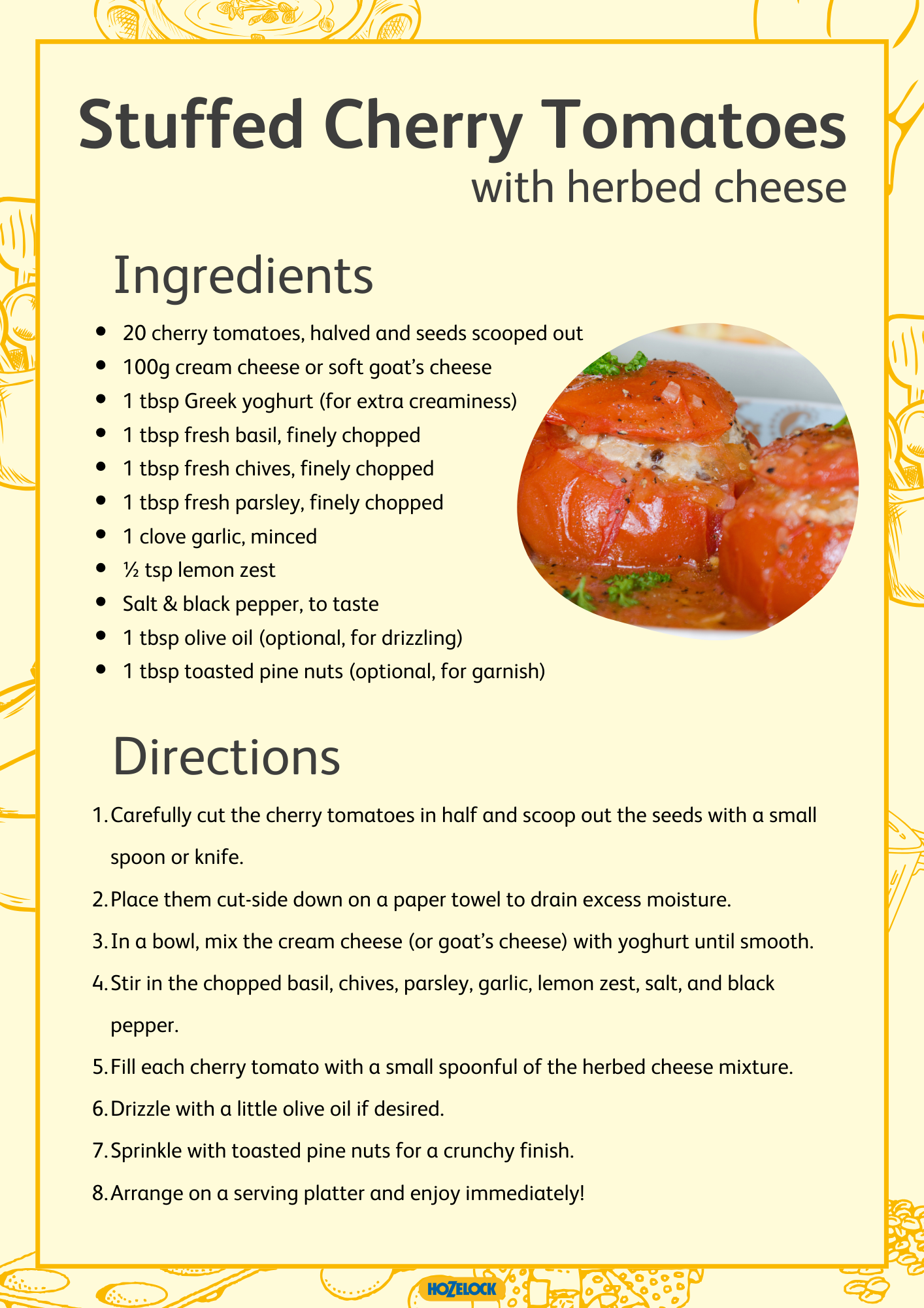 Snacks Stuffed Cherry Tomatoes with herbed cheese