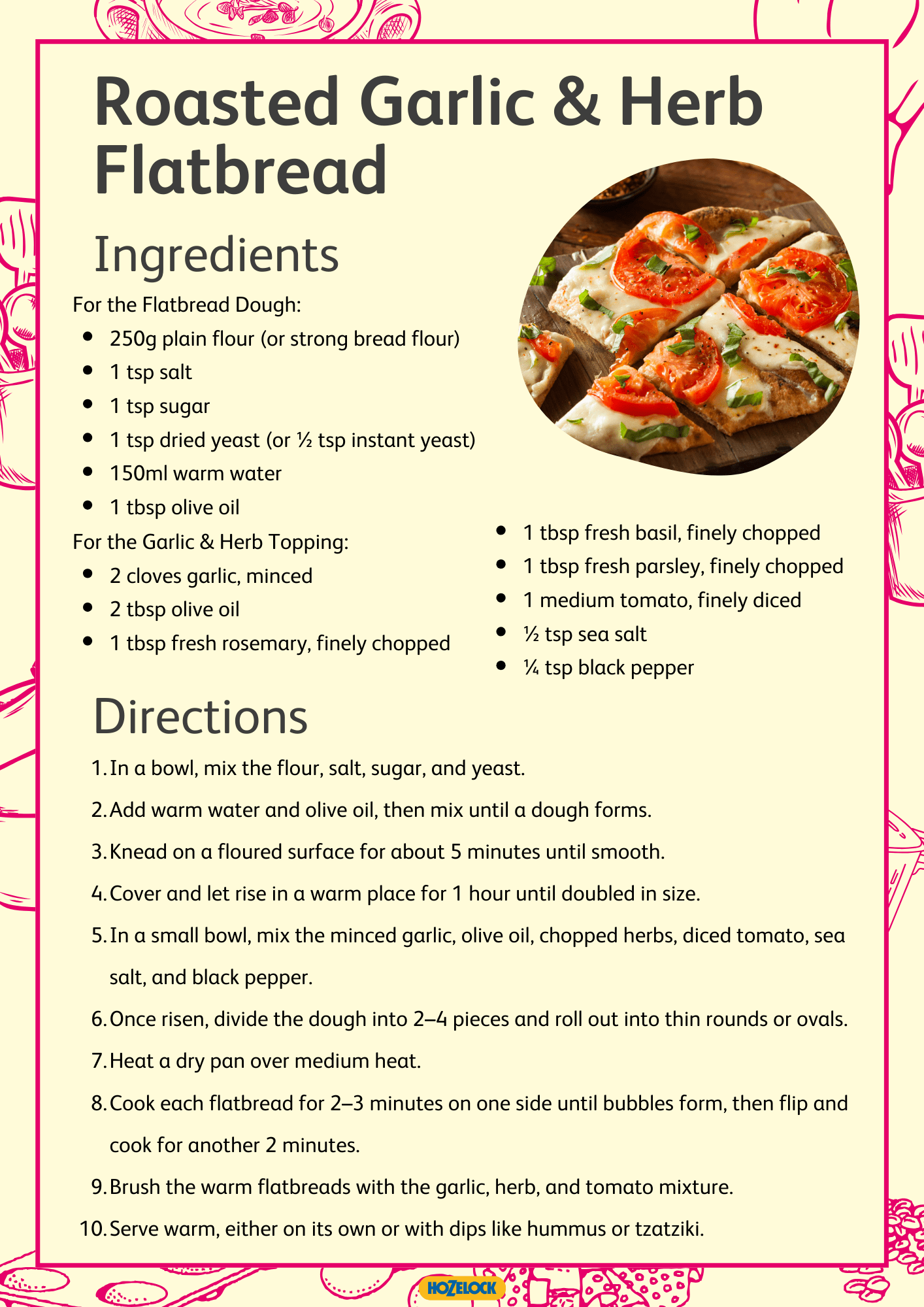 Roots and Recipes 2 Appetisers Garlic Herb Flatbread